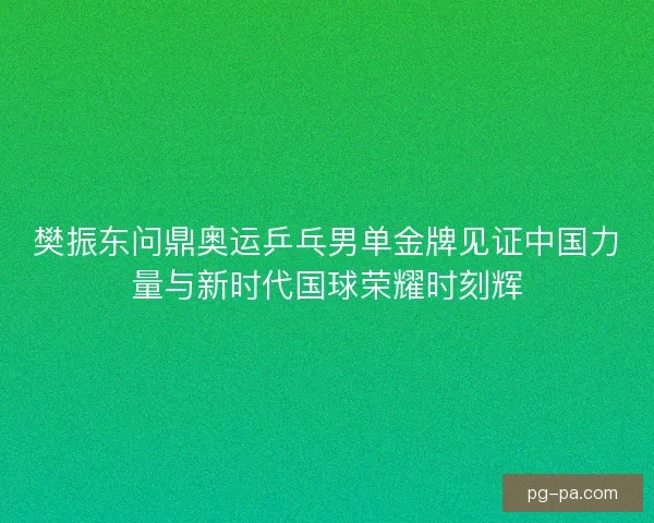 樊振东问鼎奥运乒乓男单金牌见证中国力量与新时代国球荣耀时刻辉