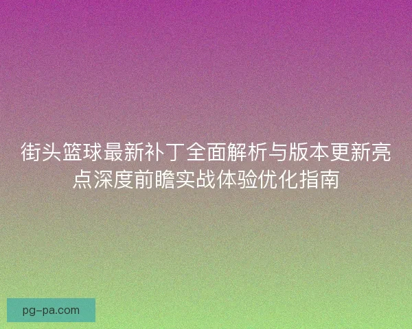街头篮球最新补丁全面解析与版本更新亮点深度前瞻实战体验优化指南 街头篮球最新补丁全面解析与版本更新亮点深度前瞻实战体验优化指南