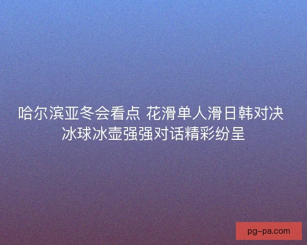 哈尔滨亚冬会看点 花滑单人滑日韩对决 冰球冰壶强强对话精彩纷呈