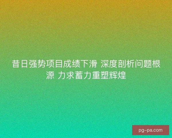 昔日强势项目成绩下滑 深度剖析问题根源 力求蓄力重塑辉煌